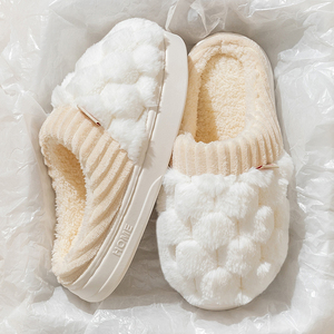 Autunno e inverno casa con fondo spesso antiscivolo per uomini e donne coppie a casa con pantofole di cotone per interni ed esterni peluche - Product Image 1
