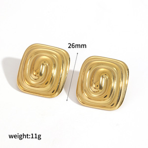 Pendientes de Aro Versátiles Redondos y Cuadrados con Diseño de Vórtice, de Acero Inoxidable, Resistentes al Deslustre y al Agua - Product Image 4
