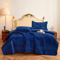 Couvre-lit matelassé en velours cristal d'hiver épaissi 3 pièces Couvre-lit en dentelle à volants Couvre-matelas Drap de lit