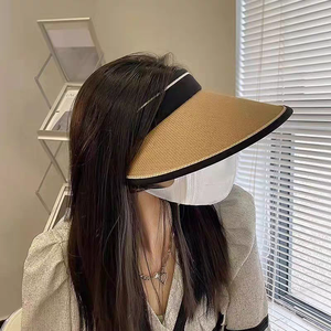 Sombrero de Paja Panamá de Alta Calidad para <span class=keywords><strong>Mujer</strong></span>, con Parte Superior Abierta, Plegable, <span class=keywords><strong>Visera</strong></span> Enrollable, para Deportes al Aire Libre, <span class=keywords><strong>Playa</strong></span> y Viajes - Product Image 6