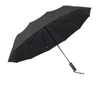 Payung Lipat 3 Otomatis Modern Gaya Inggris 23"x10 Panel, Bahan Poliester, Rangka Baja Hitam, Gagang Kayu
