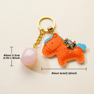 Porte-clés en gros : Artisanat en cristal, <span class=keywords><strong>pierre</strong></span> naturelle roulée, porte-clés cheval, charme de sac Reiki de guérison, pendentif clé - Product Image 2