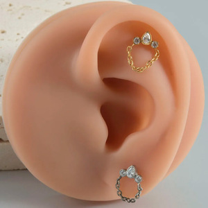 Boucles d'oreilles en chaîne de titane avec pampilles pour cartilage d'oreille et piercing de lèvre, bijoux en titane ASTM F136, accessoires de mode pour fêtes - Product Image 4