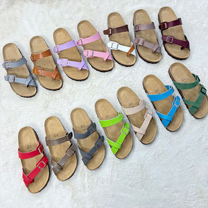 Sandales <span class=keywords><strong>Birkenstock</strong></span> pour femmes en cuir de vachette de haute qualité, dessus en daim, semelle intermédiaire en liège, bout fermé, mules confortables et souples, sabots de printemps - Product Image 3