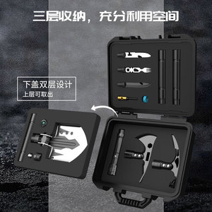 Kit d'outils de survie multifonctionnel TD14, ensemble compact de hache et pelle d'urgence en métal pour le camping en plein air, avec étui de transport, gris - Product Image 2