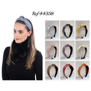 Fascia per capelli da donna in PU con nodo, colore unico, fascia larga, accessori per capelli alla moda, regolabile per l'uso quotidiano - Product Image 1