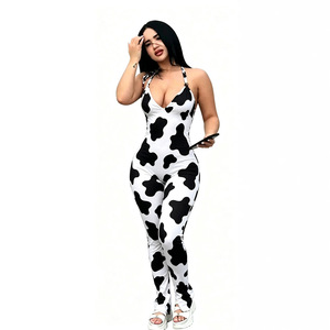 2026 Women Printed Bodycon Jumpsuit, <strong>Sexy</strong> Halter Lace up Backless Rompers Summer Fashion <strong>Club</strong> <strong>Outfits</strong> for Ladies - Product Image 4