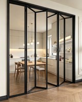 Puertas y Ventanas Plegables de Vidrio Templado con Aleación de Aluminio Moderna, Acabado Interior Impermeable, Superficie con Acabado Personalizado