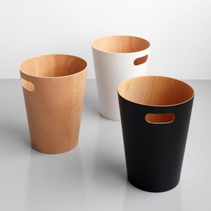 Cubo de Basura para Baño con Efecto Madera, Cesto de Basura Redondo de Sobremesa para Hogar y Oficina - Product Image 1