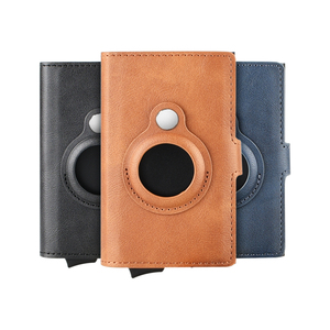 Portefeuille pour hommes porte-cartes court automatique en PU vente en gros de brosse antivol en alliage d'aluminium avec blocage RFID en carbone - Product Image 1