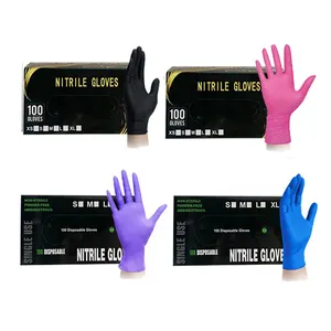 XS - 2XL saf nitril dövme gıda temizleme oem logo özel berber manikür tırnak güzellik salon kimyasal dayanıklı eldivenler