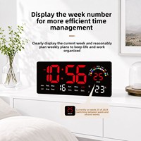 Jam Dinding Digital Elektronik Layar Besar LED 15-inci dengan Lampu Latar RGB, Tampilan Mingguan, Pengukuran Kelembapan, dan Kontrol Jarak Jauh