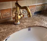 Homlex Robinet de lavabo de cuisine monotrou en laiton antique de haute qualité à poignée unique moderne classique brossé poli