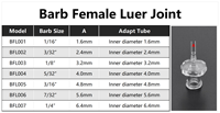 Expédition rapide 3/16 "Barb vers connecteurs Luer Lock femelles pour seringue de perfusion liquide de tuyau ID 4.8mm IV