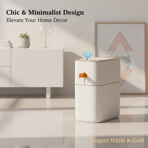 Motion Sensor Bathroom Trash Can Automatic Touchless Kitchen Garbage Can With <b>Lids</b> Smart Packable Waterproof Garbage <b>Bin</b> - Product Image 2