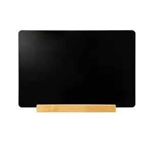 Non magnetic artistic style graffiti desktop small blackboard with solid wood and beech base bar counter price list