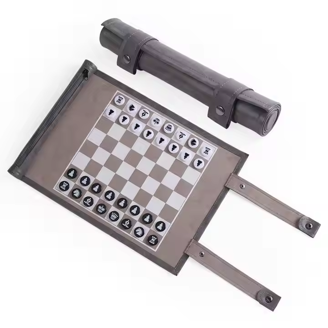 PU Leather Backgammon Roll up Travel Portable Backgammon Set Wholesale Suitable for Outdoor and Indoor Games