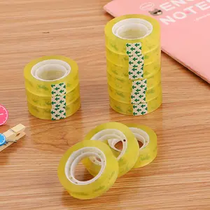 12mm Clear Acrylic Student Stationery Tape Pressure Sensitive Adhesive for Carton Sealing Packaging