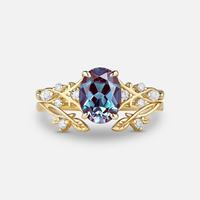 Bague de fiançailles en argent sterling 925 avec alexandrite taille cerf-volant et pierres précieuses en forme de kit