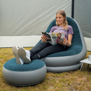 Ensemble de chaises longues gonflables floquées personnalisées en usine mobilier de camping canapé portable avec <span class=keywords><strong>pouf</strong></span> pour la maison plage en plein air - Product Image 2