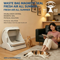 ChongxinIOT Meilleures fournitures pour animaux de compagnie Bac à litière automatique électrique pour chat Double contrôle des odeurs Scellage magnétique Démontage rapide en 10 secondes Entièrement