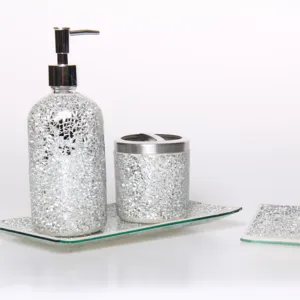 Silber Mosaik Badezimmer Set, 4er Set