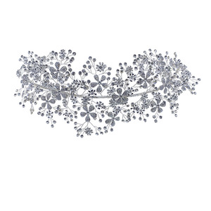 NOUVEAU <span class=keywords><strong>Luxe</strong></span> Argent Fleur mariée <span class=keywords><strong>diadème</strong></span> et couronne de mariage strass bandeau accessoires de cheveux en cristal - Product Image 3