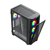 Casing PC Gaming ATX populer kabinet komputer menara menengah baja dengan desain jala Casing Aloi aluminium