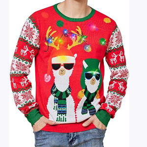 Pulls de Noël personnalisés pour hommes hiver doux grande taille mode dessin animé Jacquard 100% acrylique en gros - Product Image 4