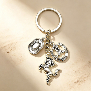 Custom Zinc Alloy Western Cowboy Keychain <b>Engraved</b> Logo Vintage Cowboy Hat Boot Metal <b>Key</b> <b>Ring</b> Souvenir Gift - Product Image 5