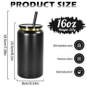 New Arrival Powder Coating 16oz Stainless Steel Double Walls Insulated Vacuum <b>Mason</b> <b>Jar</b> Tumbler Anc Straw and <b>Lid</b> - Product Image 4