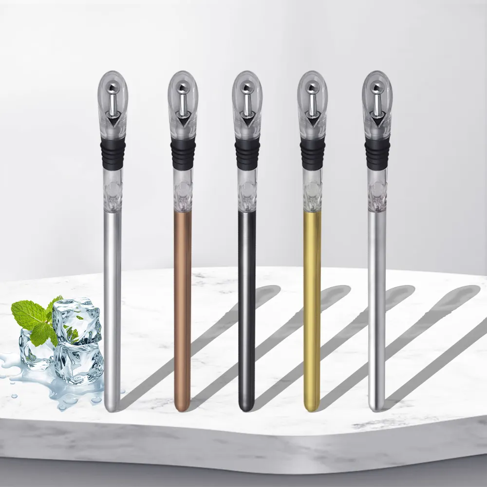 Wine Accessories Gift Stainless Steel Wine Bottle Cooler Stick Rapid Iceless Wine Chilling Rod with Aerator and Pourer