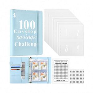 <b>A5</b> Leather <b>Spiral</b> Binding 100 Days Envelopes Money Saving Challenge Book Budget Planner Customized Logo BSCI Certified Save - Product Image 1