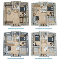 Maison conteneur pliable et extensible de 20 pieds ou 40 pieds, 2 chambres, maison conteneur préfabriquée portable et pliable, caravane avec remorque