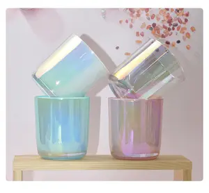 Trong số lượng lớn Màu Holographic óng ánh thủy tinh thơm nến Jar với nắp cho nến