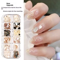 Paso Sico Joujou, style identique, 12 couleurs, décorations pour ongles en pierres de coquillages mélangées, fragments de coquille d'ormeau ultra-fins, style japonais