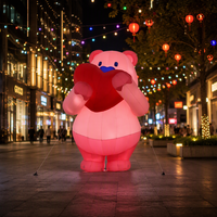 Ensemble d'ours en peluche gonflables géants lumineux à LED, ours gonflable rose avec cœur pour la Saint-Valentin, mariage, centre commercial, décoration de festival