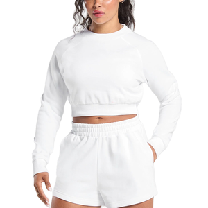 เสื้อครอปท็อปผ้าฟลีซคอตตอน 100% ระบายอากาศได้ดี คุณภาพสูง สำหรับผู้หญิง ฤดูใบไม้ร่วง ฤดูหนาว แห้งเร็ว ออกแบบได้ตามต้องการ - Product Image 2