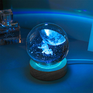 Luz nocturna de cristal tallada en 3d, bola de cristal planetaria brillante para dormitorio, escritorio, cabecera, adornos decorativos, regalo de Navidad - Product Image 2
