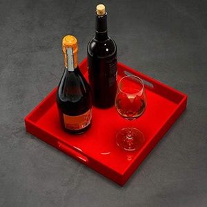 Vassoio di Servizio in Plastica Personalizzato di Grandi Dimensioni per Cibo e Vino, Vassoio Quadrato Antiscivolo con Manico per Uso al <span class=keywords><strong>Bar</strong></span> - Product Image 3