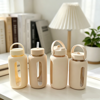 Nouvelle bouteille d'eau en verre tendance avec poignée et paille, motif imprimé laser, cadeau de Noël, logo personnalisé pour usage quotidien