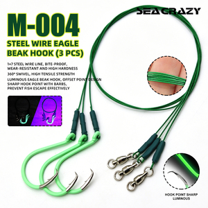 M-004 3PCS Hameçons en fil d'acier type bec d'aigle, montages lumineux pour la pêche en eau douce et salée - Product Image 1