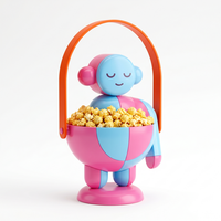 Ember Plastik AS/PVC/PS Khusus untuk Popcorn dengan Tutup, Desain Karakter Kartun Bioskop, Tempat Wadah Snack