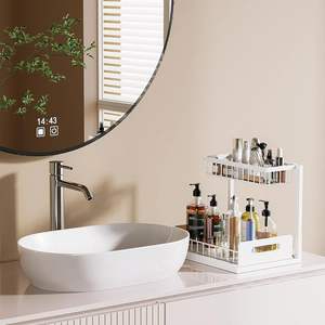 2 Layer Sliding Cabinet Multifunction Under Sink Kitchen Organizer Cabinet Pull Out Storage <strong>Spice</strong> Dish <strong>Rack</strong> With Storage Cabinet - Product Image 2