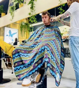 MYGO Pongee Waterproof Custom Digital Print Color Salon Hair Cutting Hairstylist Snap Barber Apron Hairdresser Capes