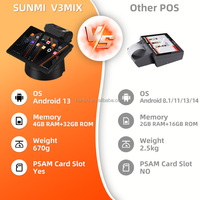 Caisse enregistreuse SUNMI V3 MIX, prix direct usine, terminal de point de vente de restaurant, paiement WIFI NFC, Qualcomm 4+32GB, machine POS