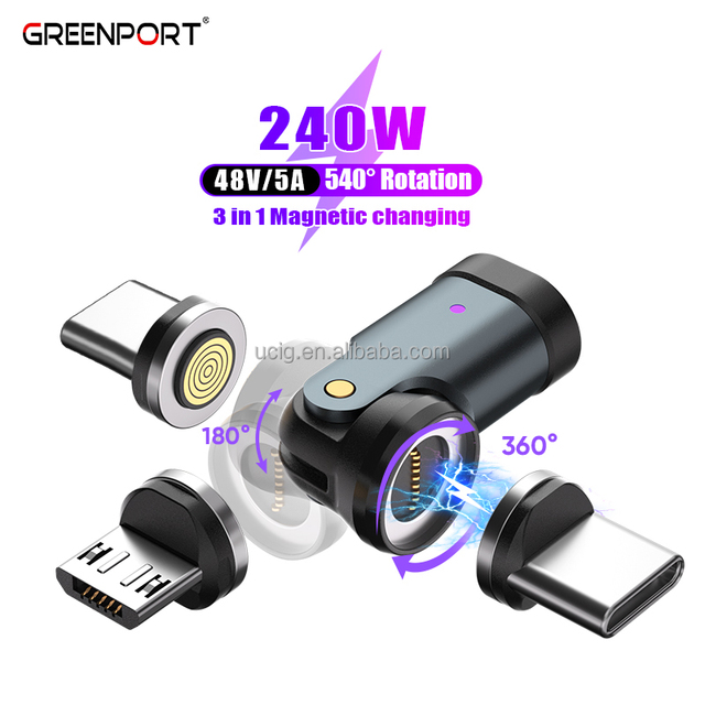 USBC to USBC 180 Bending 360 Rotation Cellphone Laptop Charging & Data Type C Magnetic Converter Adapter