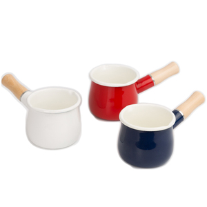 Classic Non Stick Mini Coffee Enamel Milk <strong>Pot</strong> Pan Clay <strong>Cooking</strong> With Single Wooden Handle - Product Image 1