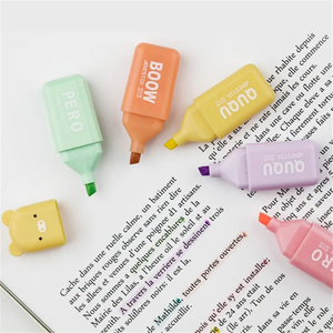 Ensemble de 4 mini-surligneurs couleur macaron, stylo marqueur ours, papeterie esthétique mignonne pour étudiants, accessoires scolaires et de bureau - Product Image 6