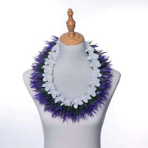 Erba <span class=keywords><strong>di</strong></span> seta artificiale <span class=keywords><strong>di</strong></span> primavera e schiuma Plumeria corta Lei KN-hls004 64CM collana <span class=keywords><strong>di</strong></span> <span class=keywords><strong>fiori</strong></span> Hawaii Festival Neck Ring Party Wreath - Product Image 5